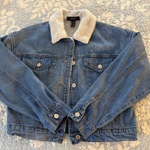 Forever 21 Sherpa Lined Denim Jacket Size Small